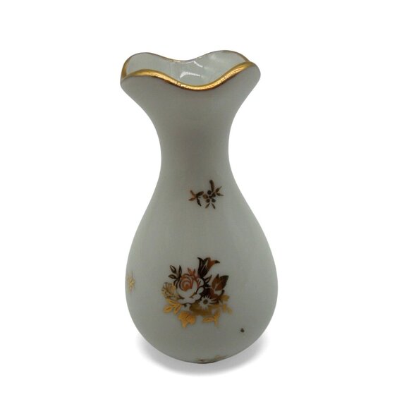 LIMOGES Small Vase Gold Trim & Floral Design France Vintage 3.5 x 2" - Picture 2 of 9